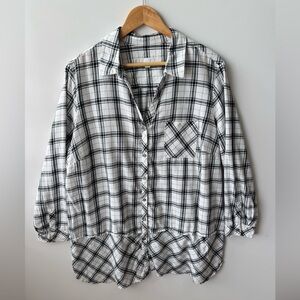 J. Jill Plaid Button Down Shirt Relaxed Fit Long Sleeve Top‎ 2X